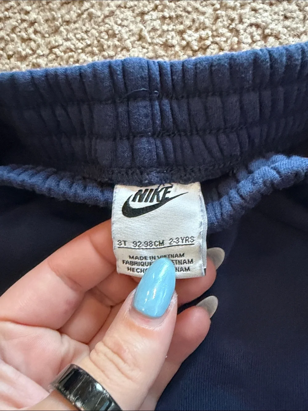B15 3t Nike Kids Dark Blue Joggers with White Swoosh